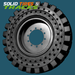 Set of 4, 14.00-24 Telehandler Solid Tires with 12 Bolt Hole Rims